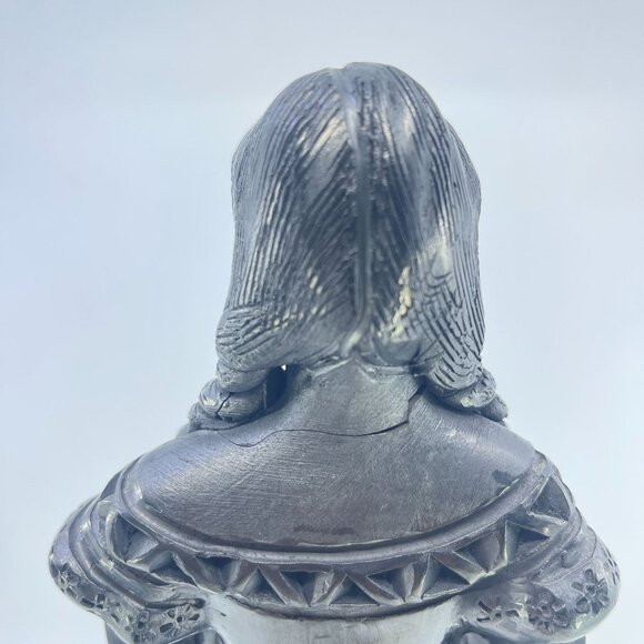 vintage oaxacan barro negro (black clay) woman figurine braided hair repaired - Picture 11 of 12